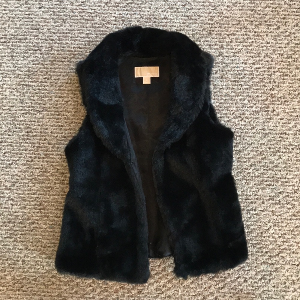 Fun black fuzzy vest.